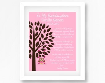 Gift for Goddaughter, Baptism Gift for Goddaughter, Personalised Christening Gift from Godmother, Christening Poem, Naming Ceremony Gift