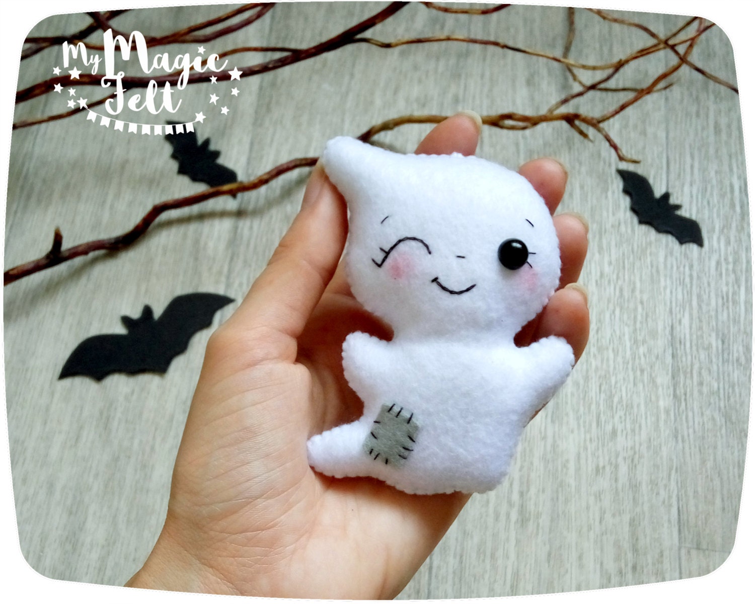 Ornament Halloween decor Ghost felt cute ornament by MyMagicFelt