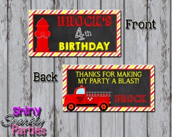 Printable FIRETRUCK TREAT Bag TOPPERS - Firetruck Treat Toppers - Firetruck Bag Tags - Firetruck Favor Bag Toppers - Firetruck Birthday