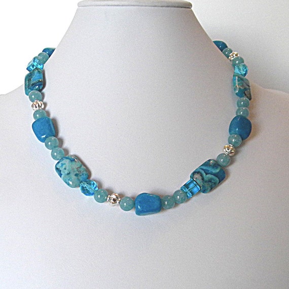 Blue necklace for women chunky necklace for her blue