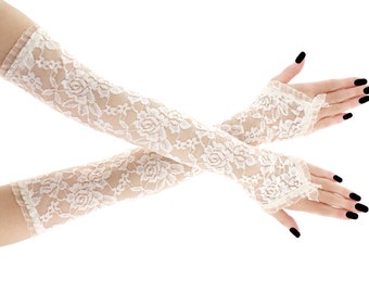 Bridal ivory lace fingerless gloves, bridal gloves, bridesmaid gloves, arm warmers glove wedding, elegant women's fingerless gloves 1100E