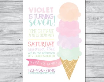 Ice Cream Party Invitation, DIY Invitation, Digital Invitation, Custom Invitation