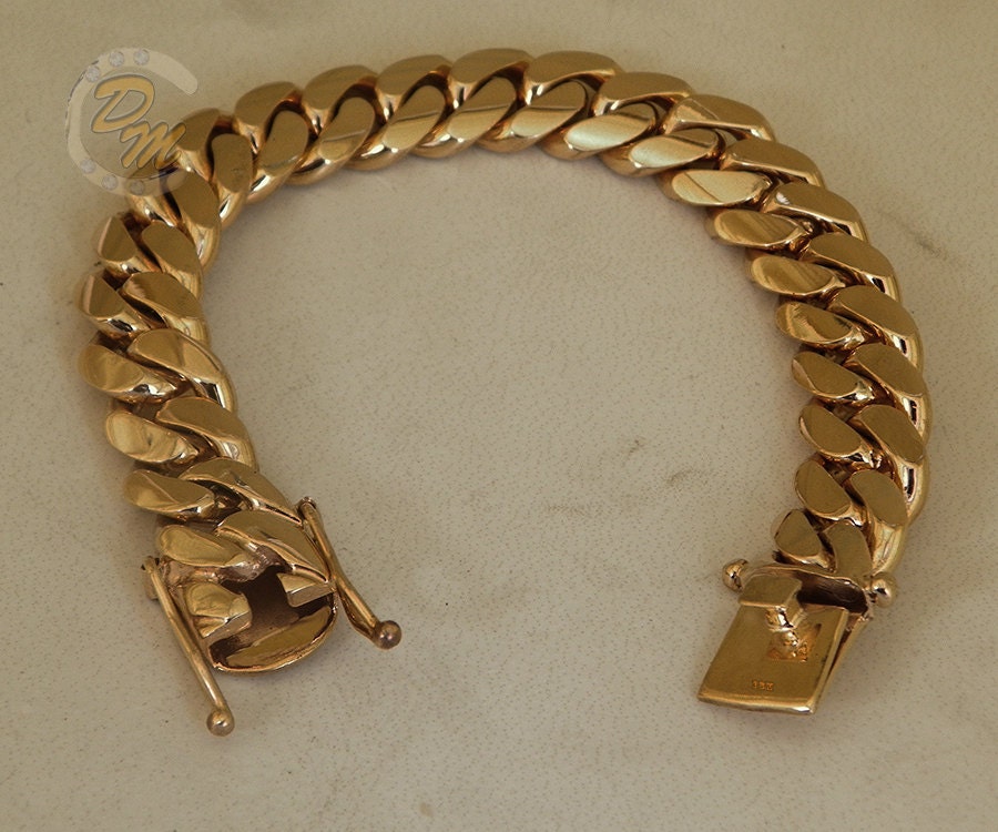 18K Gold Miami Men's Cuban Curb Link Bracelet 8