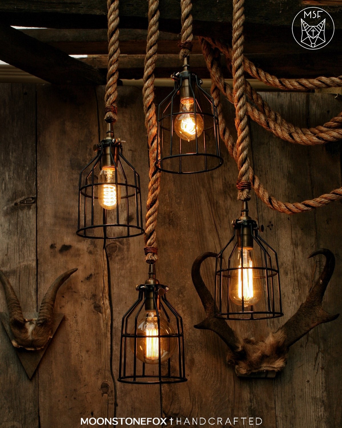 The Huntsman Pendant Light Industrial rope Light by MoonStoneFox