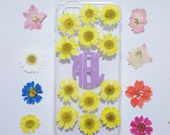 Daisy iphone case,Personalized iPhone 6s plus cover,pressed flower iPhone 5s case,initial iphone 6 plus case,flower iphone case