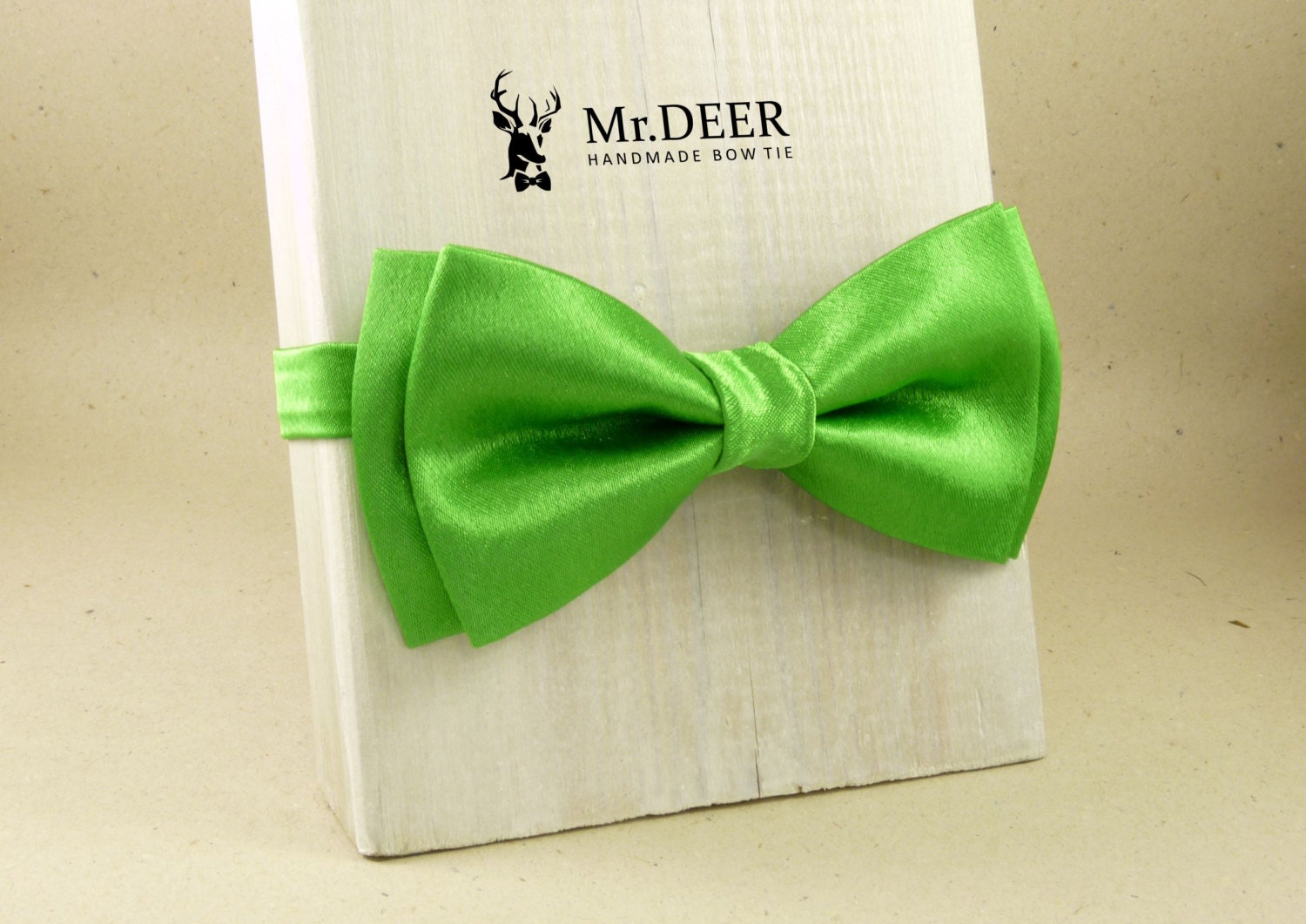 Light Green Lime Satin Bow Tie Ready Tied Bow Tie Adult