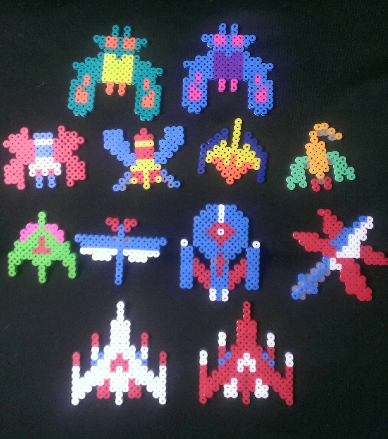 Galaga classic arcade video game pixel art bead by MelParadise