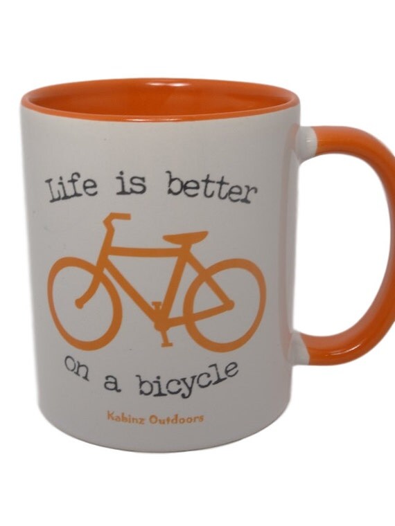 Bicycle Coffee Mug Orange Bicycle Mugs Coffee by KabinzOutdoors
