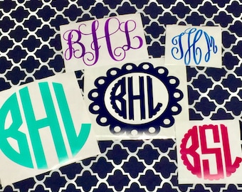 Vinyl Monogram/ Yeti Monogram/ Vine Monogram/ Fancy Monogram/ Circle Monogram/ Scalloped Monogram