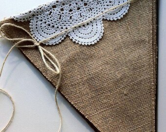 Burlap Banner DIY Kit Burlap Pendants Natural Jute Burlap Fabric Pennants Banner Kit Burlap Bunting Kit Garland DIY Banner Kit Party Bunting