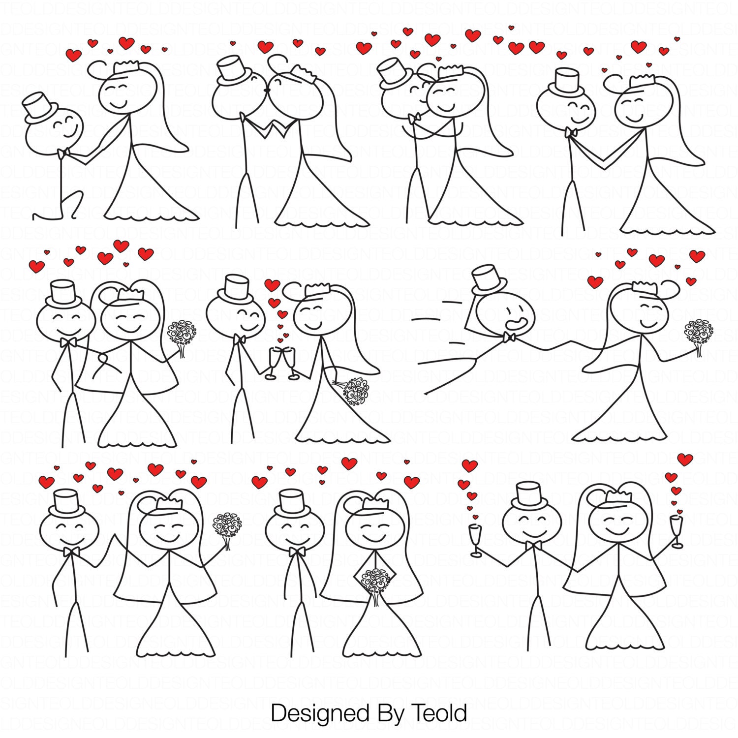 Wedding Clipart Clip Art Stick People Couple Figure By Teolddesign