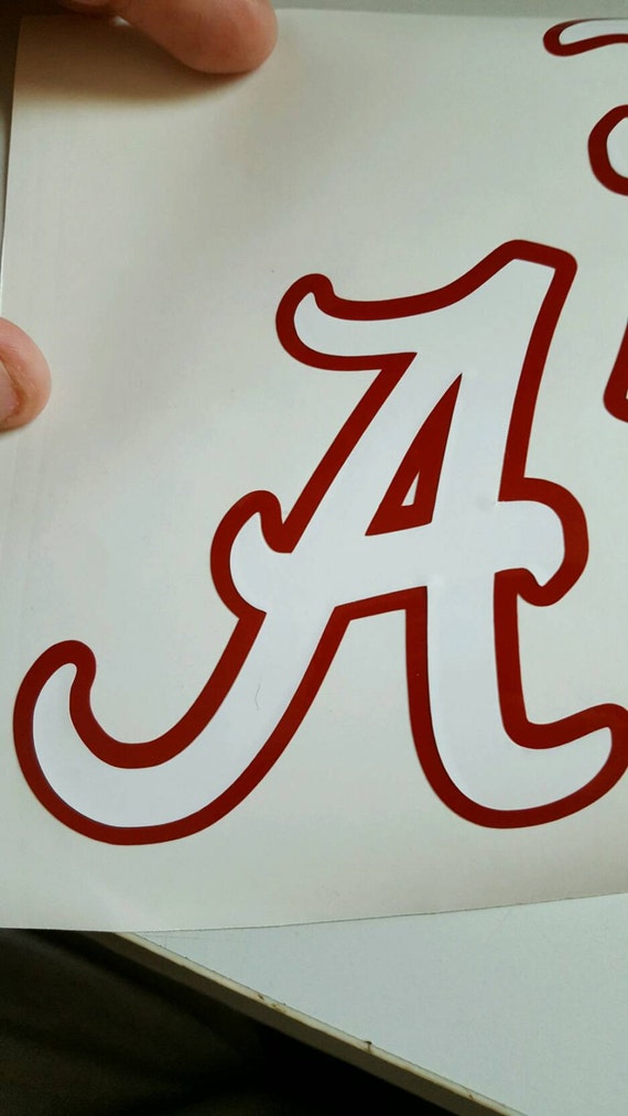 Alabama A Red and white Car decal Vinyl by DixielandExpressions
