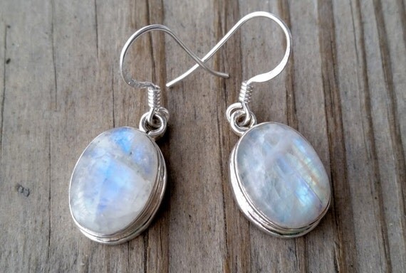 Moonstone Earrings Sterling Silver Moonstone Drop Earrings 9160