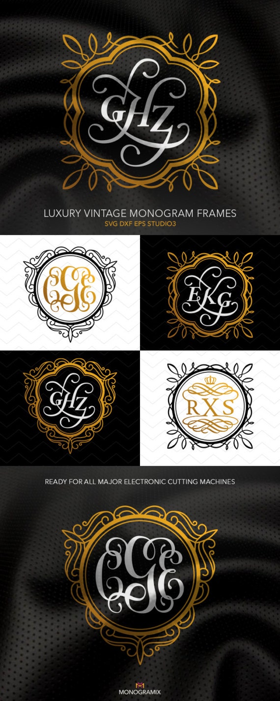 Download Luxury Vintage Circle Monogram Frames SVG DXF EPS Studio3