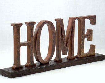 HOME Sign - Wooden Word Sign - Word Art Wood Sign - Wooden Words Decor - Wood Letters - Wooden Sign - Wood Sign - Wood Word Art Decor