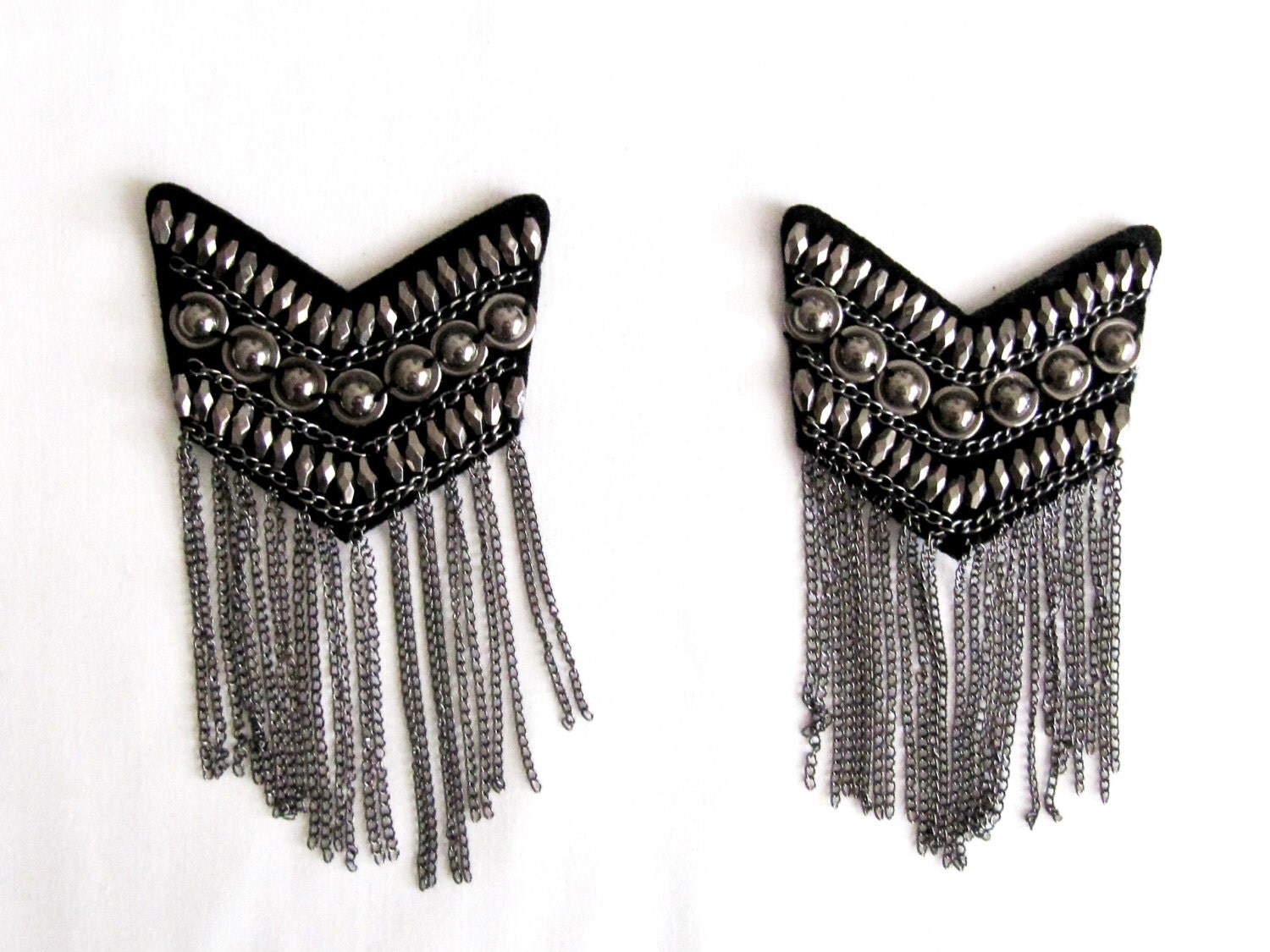 Silver Epaulet/Metalic Shoulder Pads/ Silver Chain Epaulet/