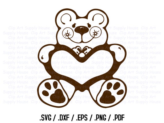 Items similar to Valentine Day Teddy Bear SVG Clipart, SVG Wall Art ...