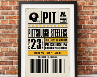Pittsburgh Steelers Retro Ticket Print