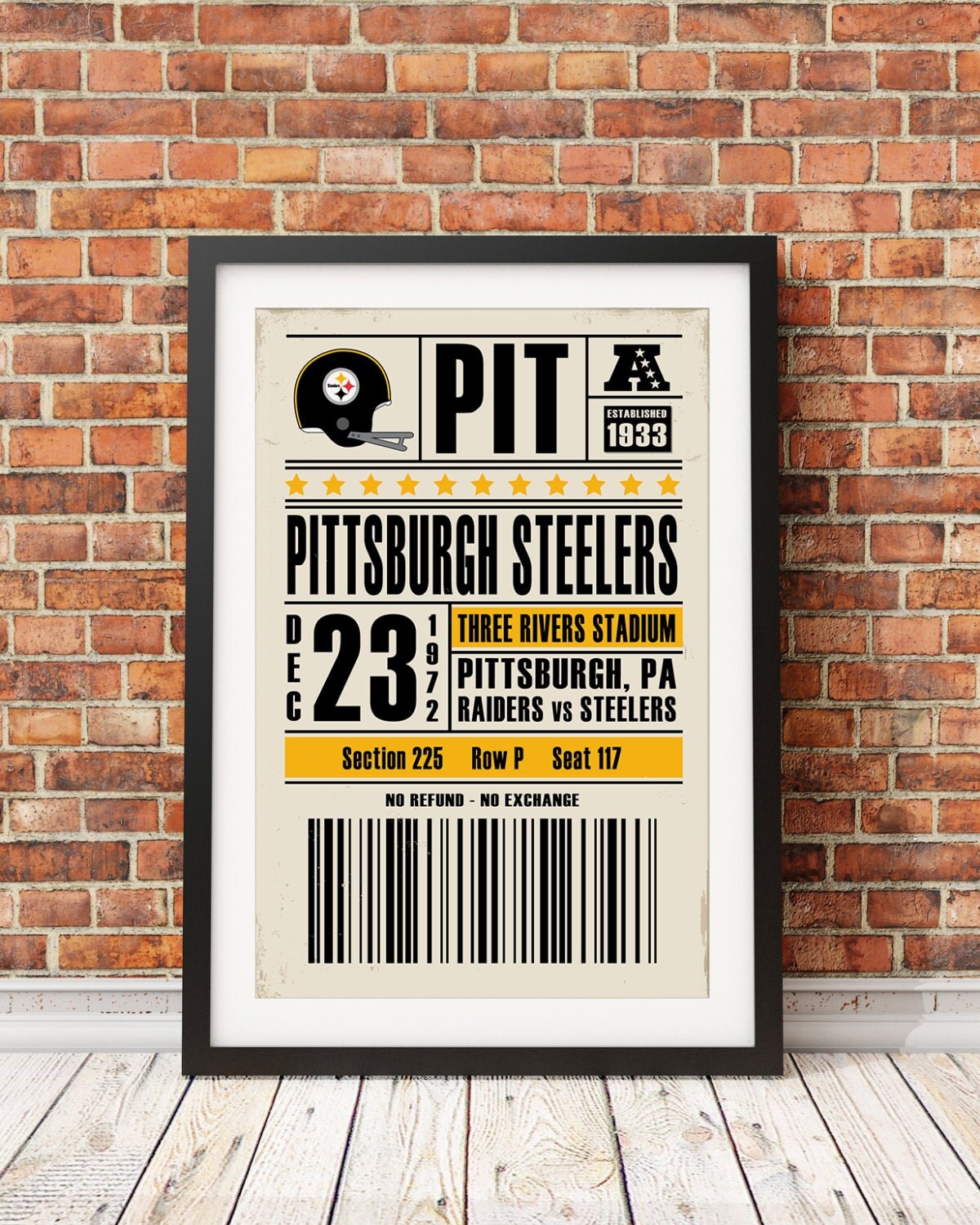 Pittsburgh Steelers Retro Ticket Print