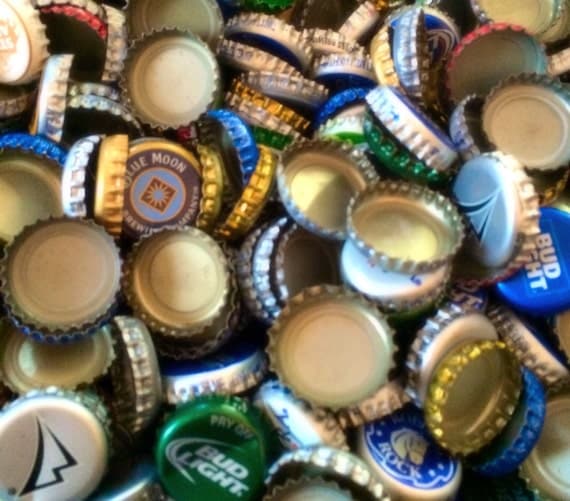 Bottle Caps for crafts mixed assortment unbent and bent caps