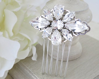 Swarovski rhinestone comb, Crystal wedding hairpiece, Vintage style headpiece, Hair accessory