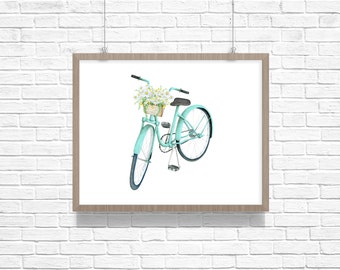 Items similar to Bike Print, Whimsical, Pink Bike, Hipster Style Print ...