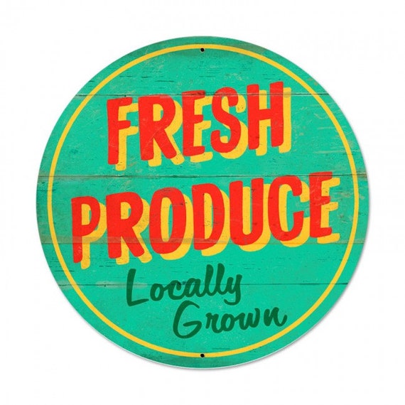 Farm Stand Fresh Produce metal sign 28 x 28 inches retro