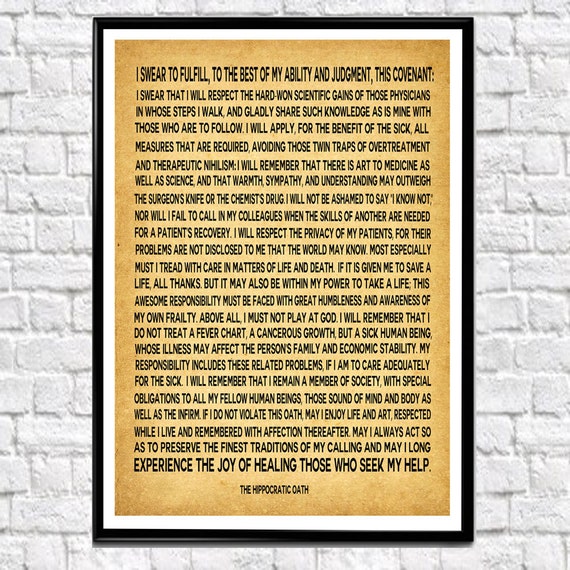 Hippocratic Oath Modern Version Medical Graduation by WallBuddy