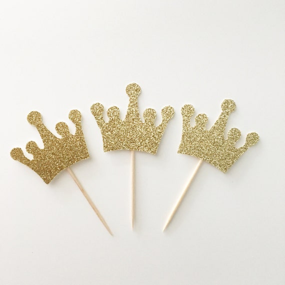 Sparkly Glitter Crown Cupcake Toppers Princess Party 1st