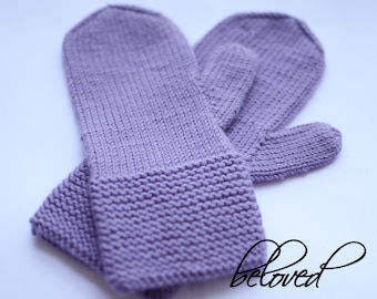 Hand Knit Girls Mittens, Purple Toddler Girl Mittens, Knit Winter Mittens, Girls Warm Mittens, Wool Children Mittens, Knit Kids Gloves