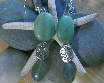 Turquoise Stone Beaded Earrings