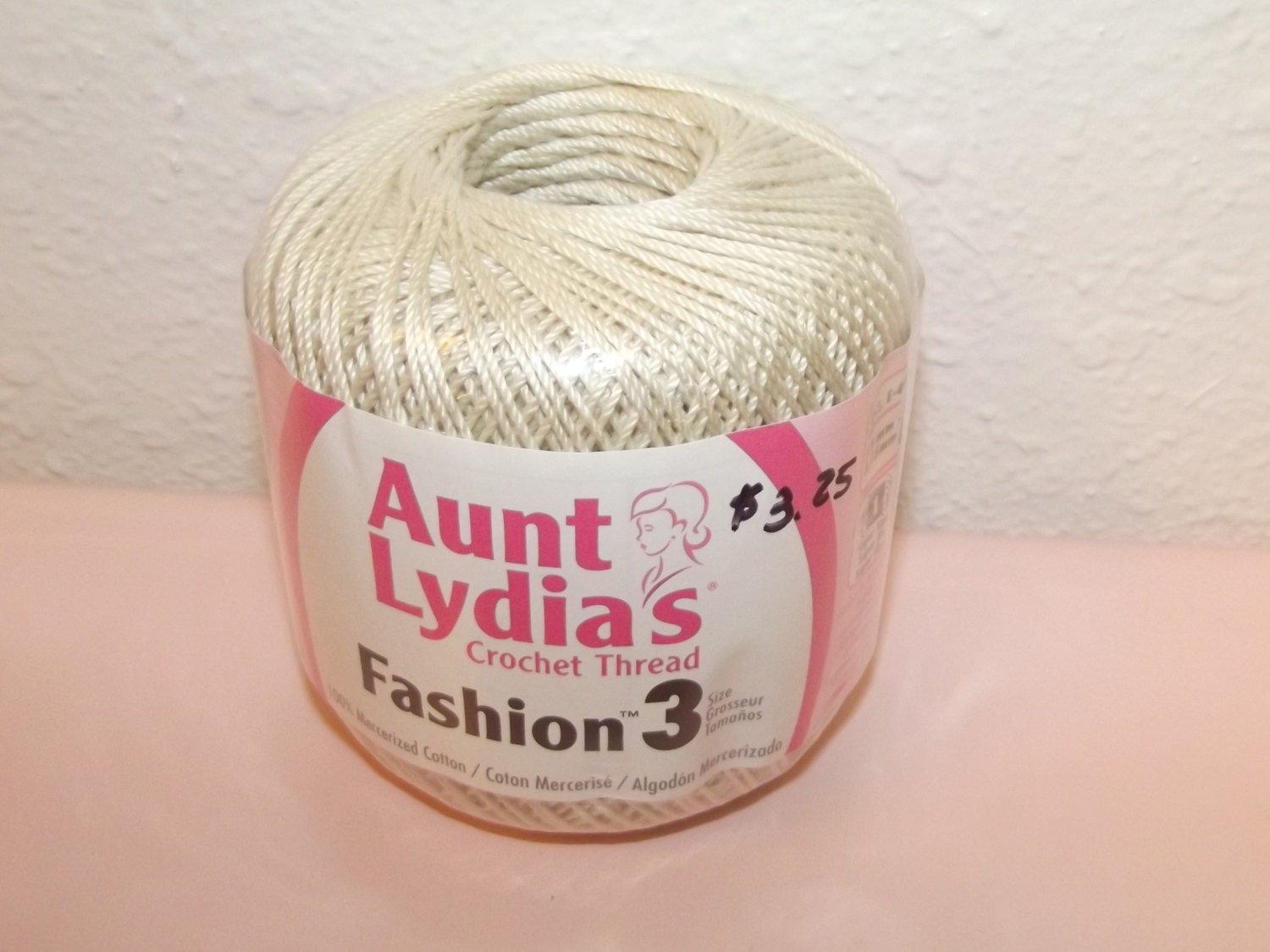 Aunt Lydias Fashion Crochet cotton thread, NATURAL Size 3 thread, Buff