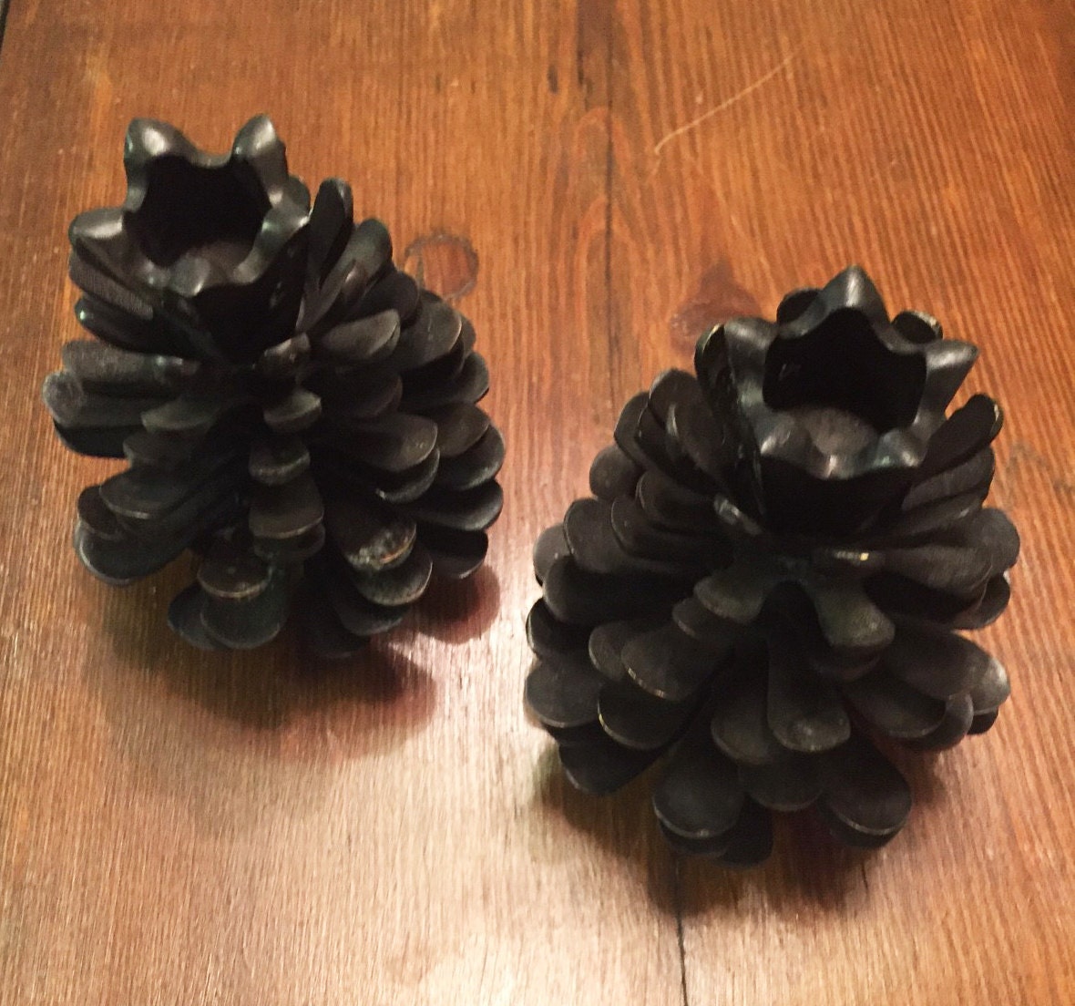 Cast Iron Pine Cone Candlestick Holders Cast Iron Victorian