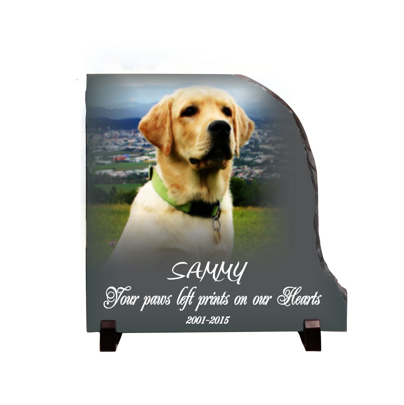 Dog Memorial Stone Slate Pet Memorial Gift Your paws left