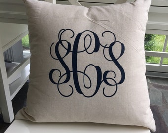 Monogram Pillow - Monogrammed Throw Pillow - Custom Throw Pillow - Personalized Pillow
