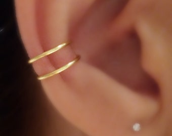 Double Silver Plated Gold or Silver Tragus Ring Cuff/Conch Ring/Double Tragus Ring Cuff/Fake Piercing.HIGH quality SILVER PLATED wire.