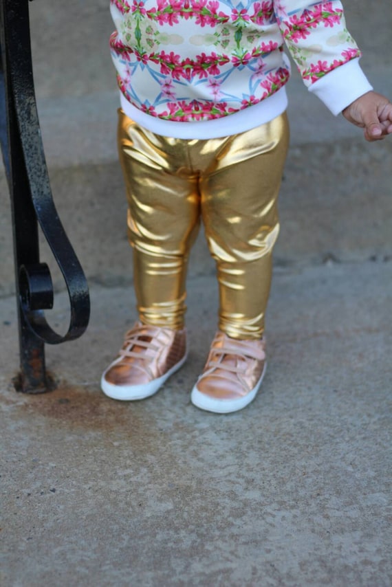 Items similar to Gold leggings metallic, infant leggings unisex,baby