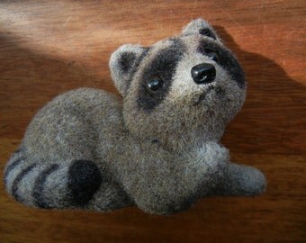 Flocked Raccoon Figurine