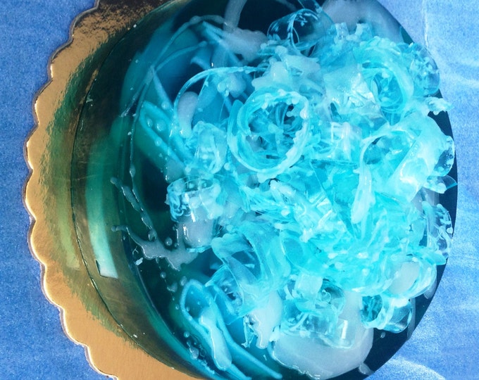 Turquoise Artfully designed Scented Soap Cake, Glycerin Specialty Soap, Gift for Father, Stylish Home Decor, Table Centerpiece, Housewarming