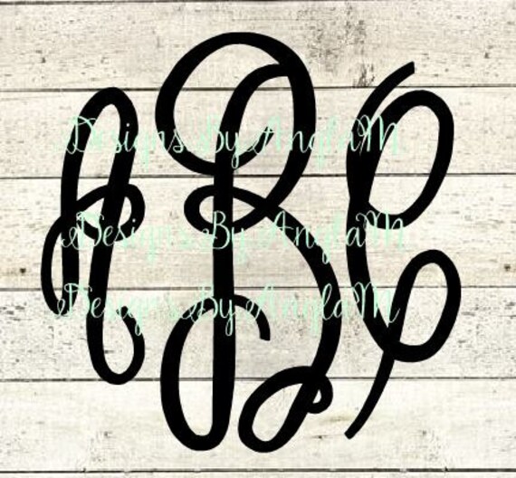 SVG Preppy Swirl Monogram Initial font Digital cutting file