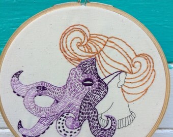 Hand Embroidery Kit, Embroidery Kit, O is for Octopus Kit