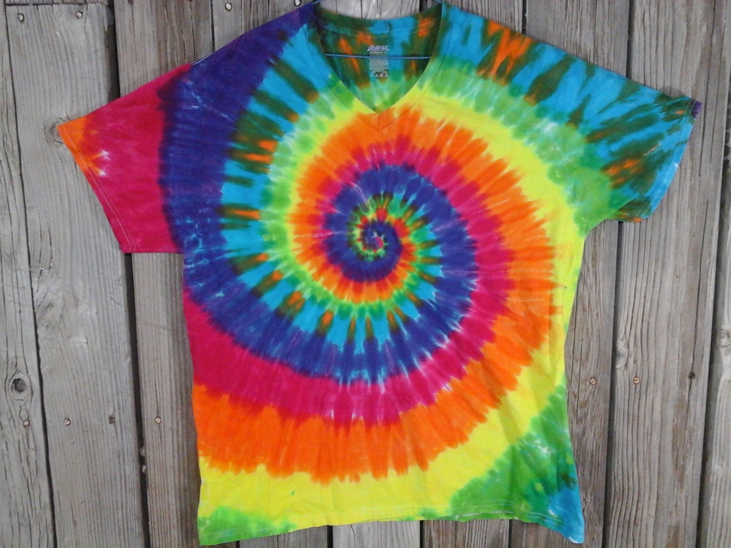 Tie-Dye T-Shirt in Crazy Wonderfull Rainbow Swirl Design.