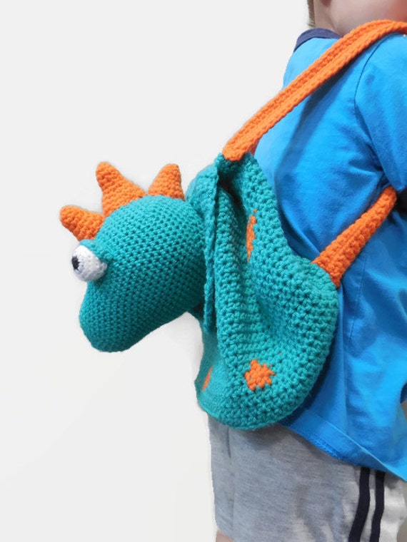 Crochet Dinosaur Backpack Toddler Toy Bag Kid Knapsack