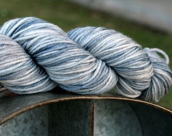 Hand dyed worsted weight yarn 100 grams, Indie worsted weight yarn in grey, Gray hand dyed worsted weight yarn