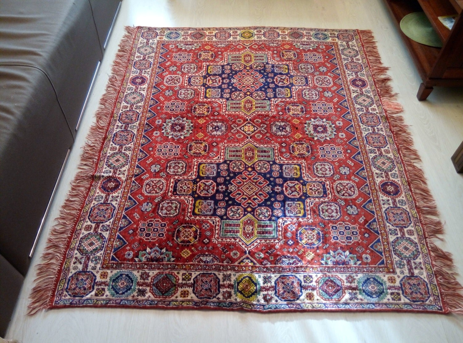 Vintage German Kilim rug sofa cover red bedspread by RussianScarf