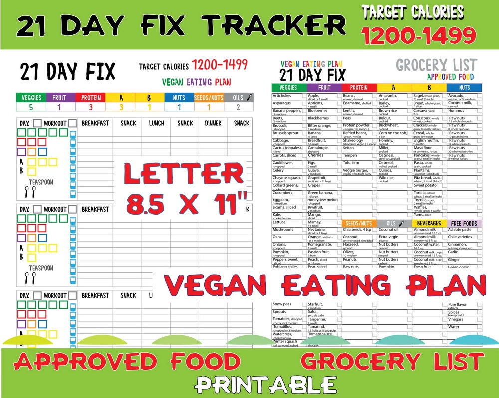 21 Day Fix Vegan Food List 21 Day Fix By TatDigitalCreativity