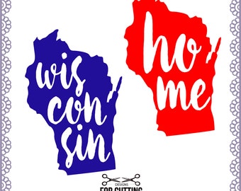 WISCONSIN Home Name design pack, Cut Files Svg, Eps, Dxf., Cutting or Printing, instant download.