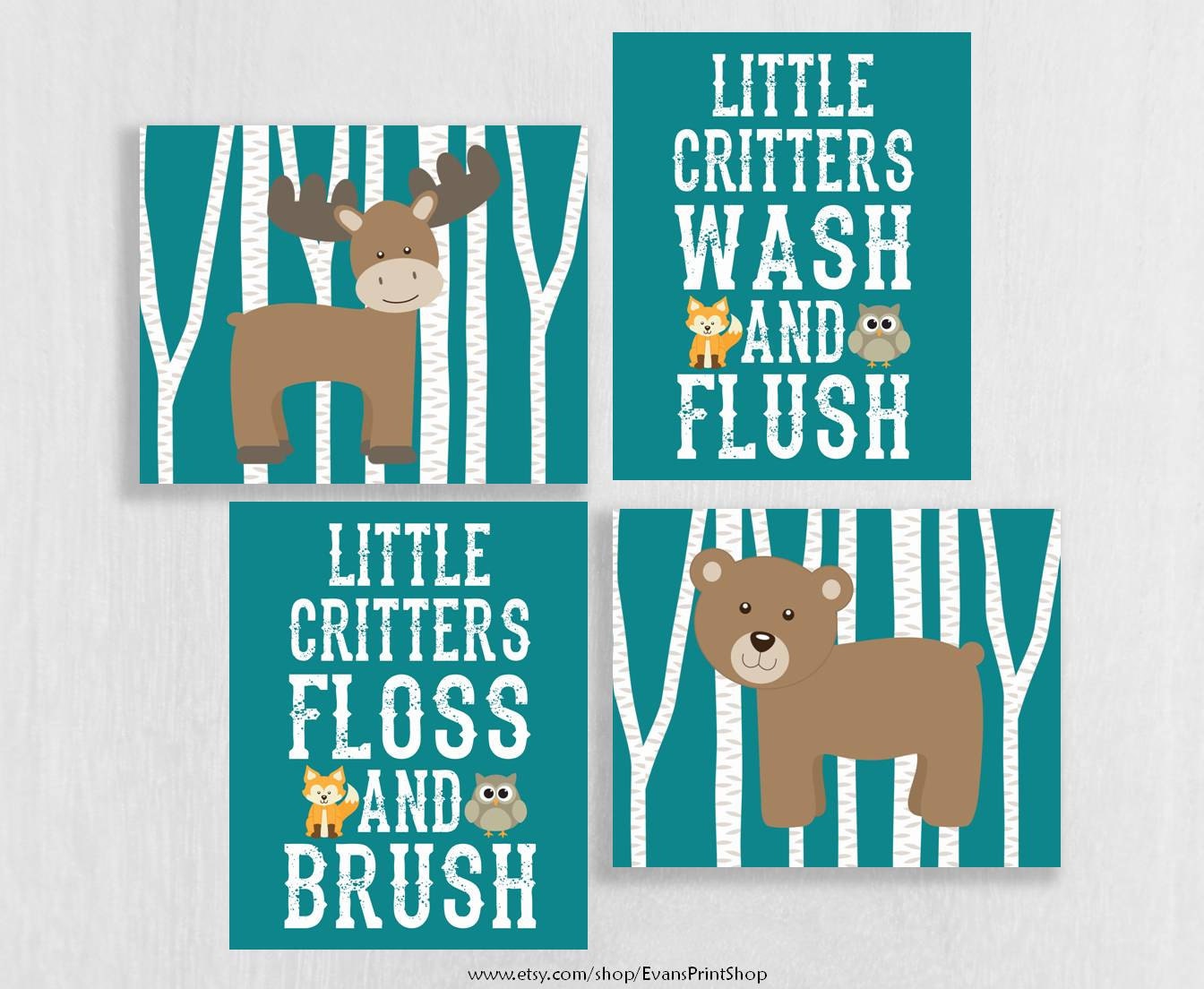 CANVAS Woodland Bathroom Decor Woodland Animals Bathroom