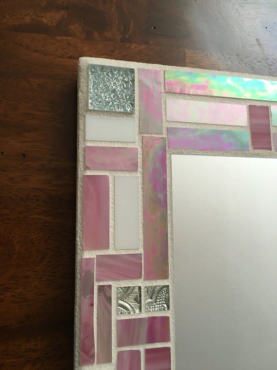 Pink Stained Glass Mosaic Mirror Stained Glass Wall Hanging