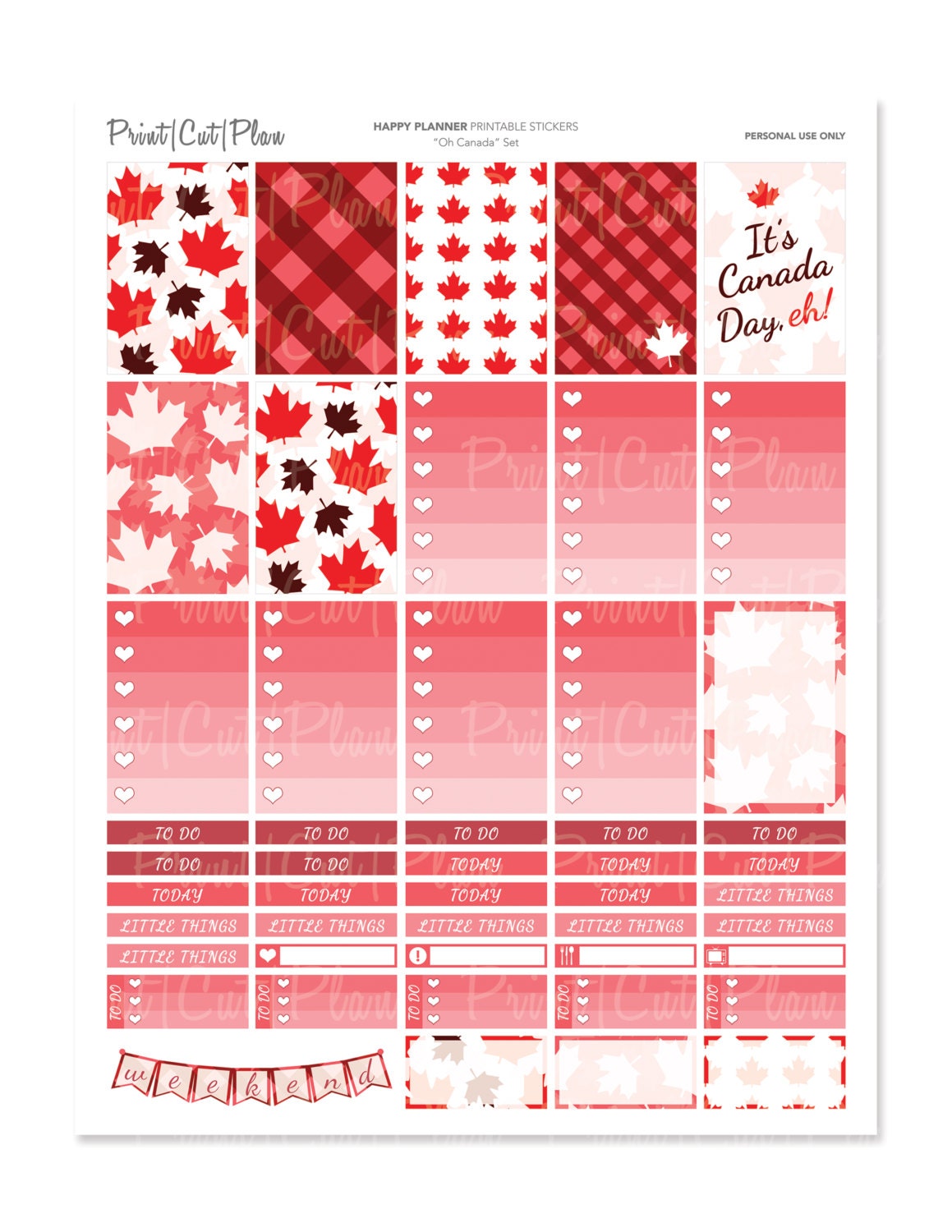 Oh Canada Set Happy Planner Printable Planner Stickers For